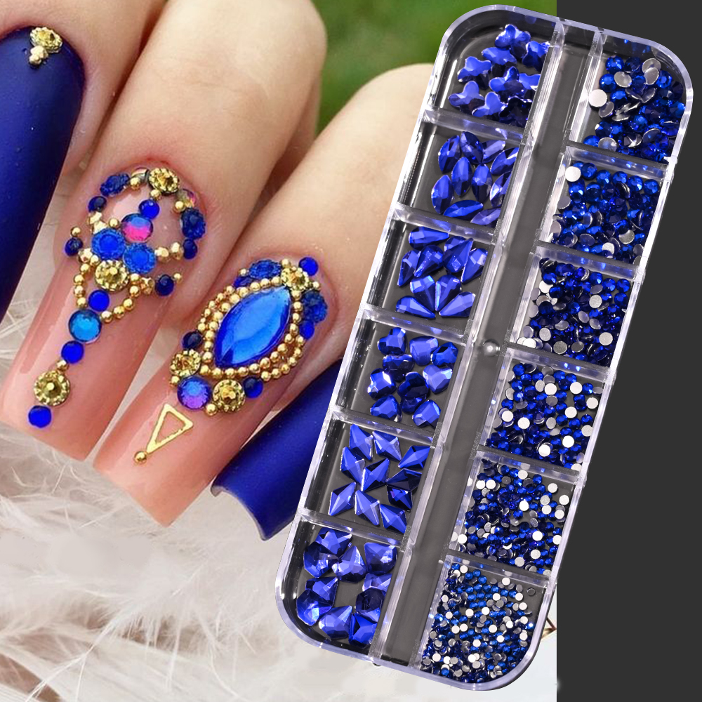 12 Grids Green Blue Mixed Size - Sew On Rhinestone incelemesi ve fiyatı