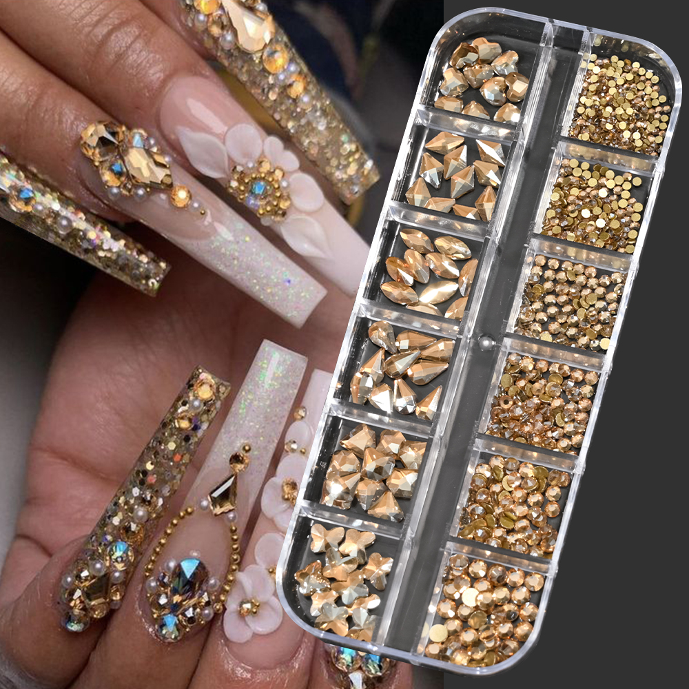 12 Grids Green Blue Mixed Size - Sew On Rhinestone incelemesi ve fiyatı