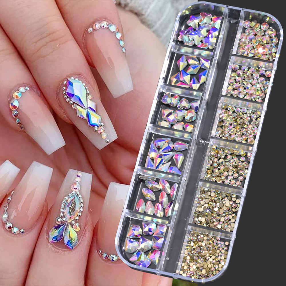 12 Grids Green Blue Mixed Size - Sew On Rhinestone incelemesi ve fiyatı