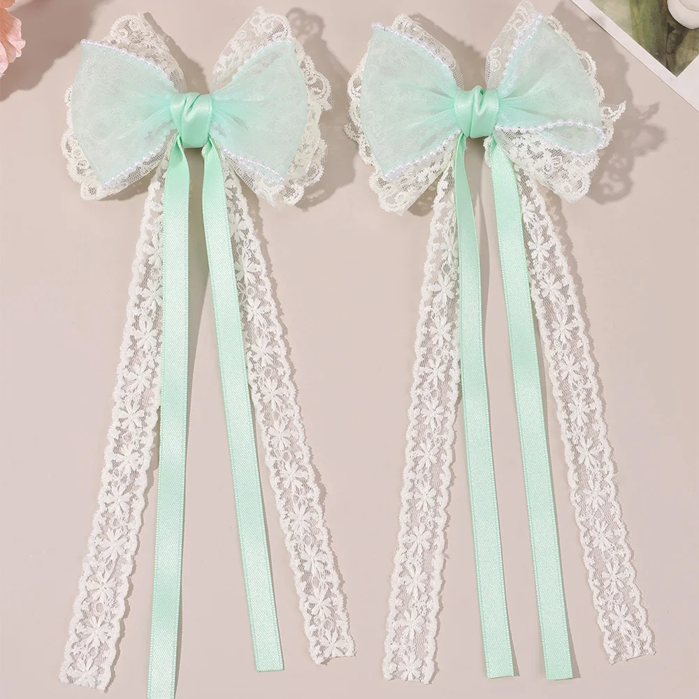 2Pcs Beige Lace Bow Hair Clips - Lace Ribbon Trim incelemesi ve fiyatı