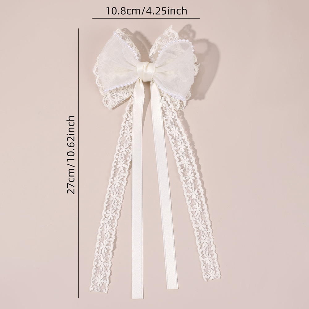 2Pcs Beige Lace Bow Hair Clips - Lace Ribbon Trim incelemesi ve fiyatı