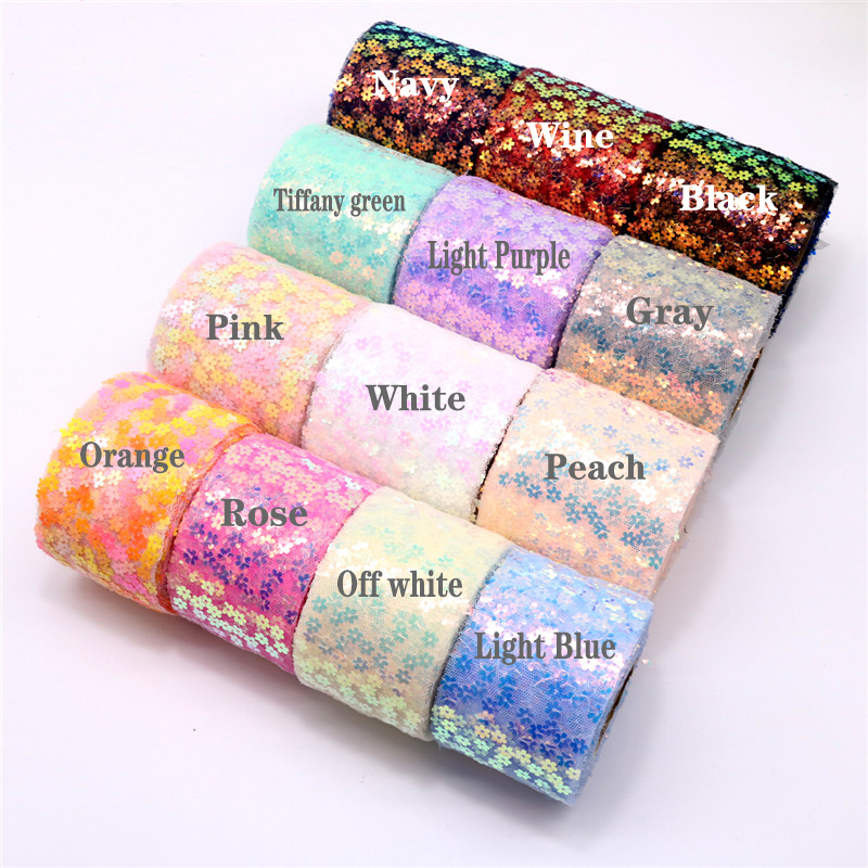 8cm 10cm 10 Yards Glitter Sequ - Organza Ribbon Spool incelemesi ve fiyatı