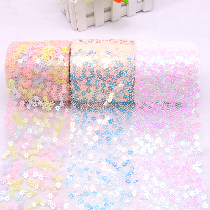 8cm 10cm 10 Yards Glitter Sequ - Organza Ribbon Spool incelemesi ve fiyatı