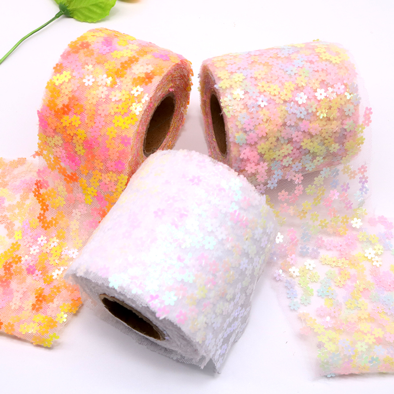 8cm 10cm 10 Yards Glitter Sequ - Organza Ribbon Spool incelemesi ve fiyatı