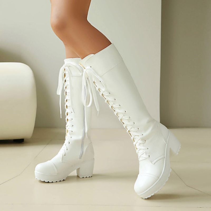 Womens Knee High Lace Up Comba - Guipure Lace Panel incelemesi ve fiyatı